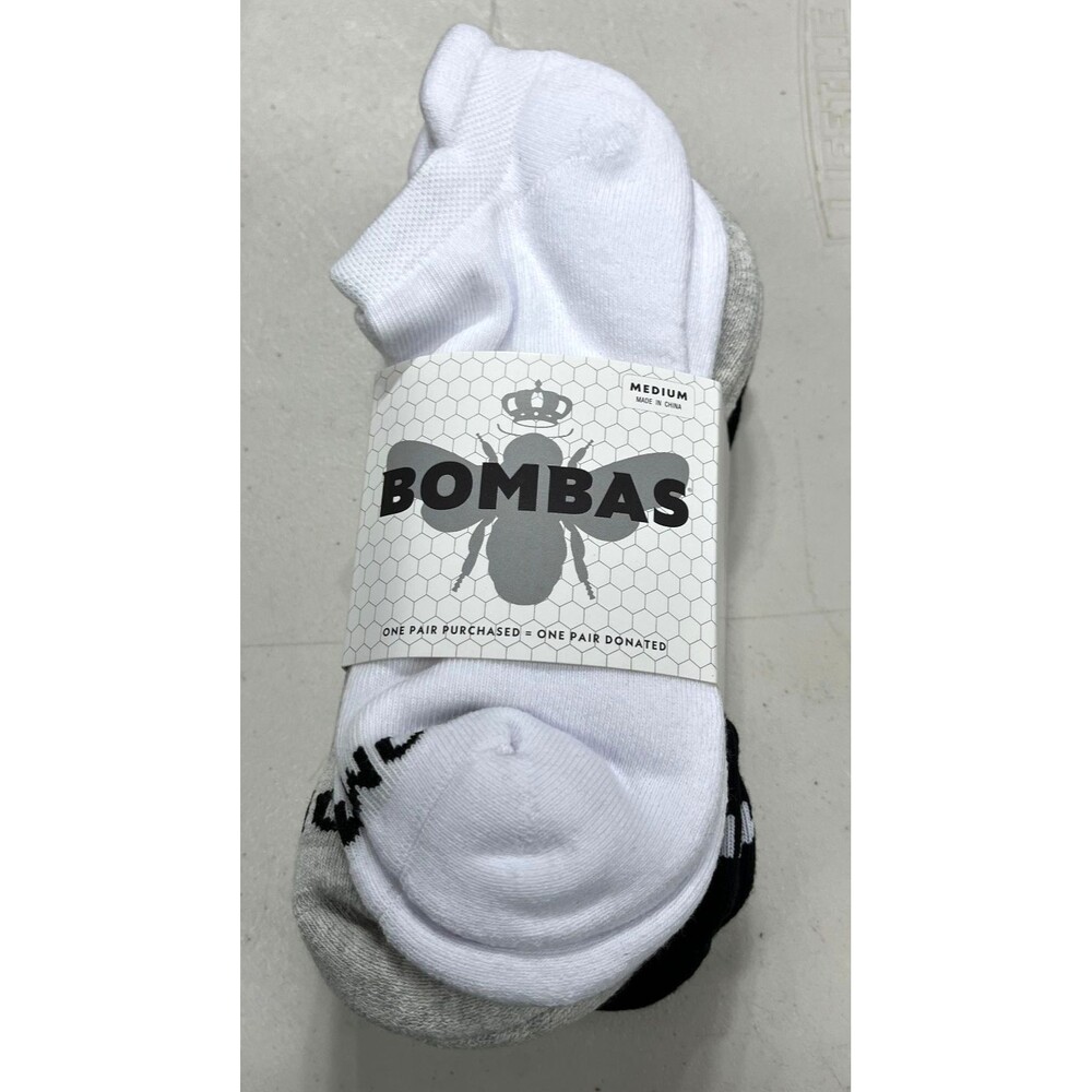 4 Pack Bombas Mens Womens Unisex Ankle Socks Black Blue Gray Size Medium NEW